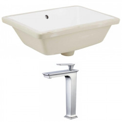 American Imaginations AI-22780 18.25-in. W Rectangle Undermount Sink Set In White - Chrome Hardware With Deck Mount CUPC Faucet