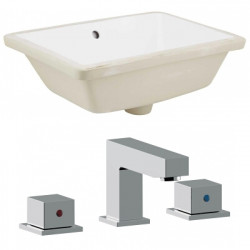 American Imaginations AI-22781 18.25-in. W Rectangle Undermount Sink Set In White - Chrome Hardware With 3H8-in. CUPC Faucet