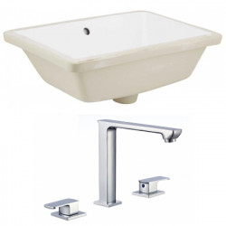 American Imaginations AI-22782 18.25-in. W Rectangle Undermount Sink Set In White - Chrome Hardware With 3H8-in. CUPC Faucet