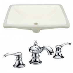 American Imaginations AI-22787 20.75-in. W Rectangle Undermount Sink Set In Biscuit - Chrome Hardware With 3H8-in. CUPC Faucet
