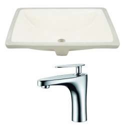 American Imaginations AI-22788 20.75-in. W Rectangle Undermount Sink Set In Biscuit - Chrome Hardware With 1 Hole CUPC Faucet