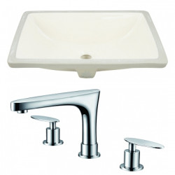American Imaginations AI-22789 20.75-in. W Rectangle Undermount Sink Set In Biscuit - Chrome Hardware With 3H8-in. CUPC Faucet