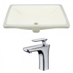 American Imaginations AI-22790 20.75-in. W Rectangle Undermount Sink Set In Biscuit - Chrome Hardware With 1 Hole CUPC Faucet