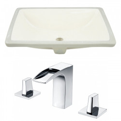 American Imaginations AI-22792 20.75-in. W Rectangle Undermount Sink Set In Biscuit - Chrome Hardware With 3H8-in. CUPC Faucet