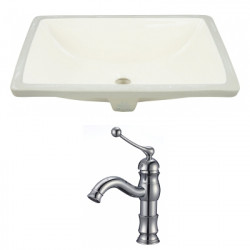 American Imaginations AI-22795 20.75-in. W Rectangle Undermount Sink Set In Biscuit - Chrome Hardware With 1 Hole CUPC Faucet