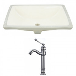 American Imaginations AI-22796 20.75-in. W Rectangle Undermount Sink Set In Biscuit - Chrome Hardware With Deck Mount CUPC Faucet