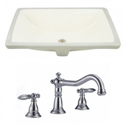 American Imaginations AI-22797 20.75-in. W Rectangle Undermount Sink Set In Biscuit - Chrome Hardware With 3H8-in. CUPC Faucet