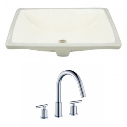 American Imaginations AI-22798 20.75-in. W Rectangle Undermount Sink Set In Biscuit - Chrome Hardware With 3H8-in. CUPC Faucet