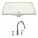American Imaginations AI-22798 20.75-in. W Rectangle Undermount Sink Set In Biscuit - Chrome Hardware With 3H8-in. CUPC Faucet