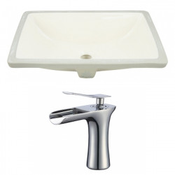 American Imaginations AI-22799 20.75-in. W Rectangle Undermount Sink Set In Biscuit - Chrome Hardware With 1 Hole CUPC Faucet