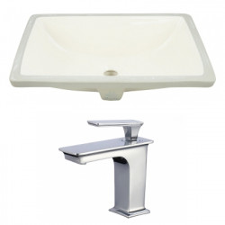 American Imaginations AI-22801 20.75-in. W Rectangle Undermount Sink Set In Biscuit - Chrome Hardware With 1 Hole CUPC Faucet