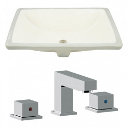 American Imaginations AI-22803 20.75-in. W Rectangle Undermount Sink Set In Biscuit - Chrome Hardware With 3H8-in. CUPC Faucet