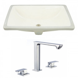 American Imaginations AI-22804 20.75-in. W Rectangle Undermount Sink Set In Biscuit - Chrome Hardware With 3H8-in. CUPC Faucet