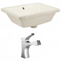 American Imaginations AI-22805 18.25-in. W Rectangle Undermount Sink Set In Biscuit - Chrome Hardware With 1 Hole CUPC Faucet