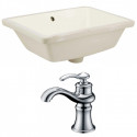 American Imaginations AI-22807 18.25-in. W Rectangle Undermount Sink Set In Biscuit - Chrome Hardware With 1 Hole CUPC Faucet