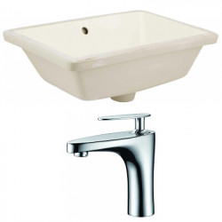 American Imaginations AI-22810 18.25-in. W Rectangle Undermount Sink Set In Biscuit - Chrome Hardware With 1 Hole CUPC Faucet