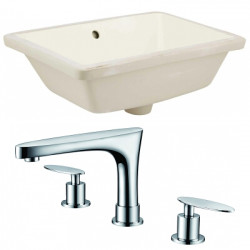 American Imaginations AI-22811 18.25-in. W Rectangle Undermount Sink Set In Biscuit - Chrome Hardware With 3H8-in. CUPC Faucet