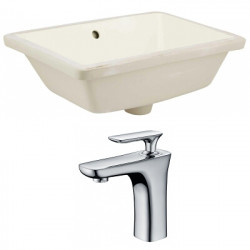 American Imaginations AI-22812 18.25-in. W Rectangle Undermount Sink Set In Biscuit - Chrome Hardware With 1 Hole CUPC Faucet