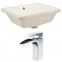 American Imaginations AI-22813 18.25-in. W Rectangle Undermount Sink Set In Biscuit - Chrome Hardware With 1 Hole CUPC Faucet