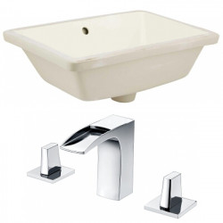 American Imaginations AI-22814 18.25-in. W Rectangle Undermount Sink Set In Biscuit - Chrome Hardware With 3H8-in. CUPC Faucet