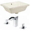 American Imaginations AI-22814 18.25-in. W Rectangle Undermount Sink Set In Biscuit - Chrome Hardware With 3H8-in. CUPC Faucet