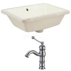 American Imaginations AI-22817 18.25-in. W Rectangle Undermount Sink Set In Biscuit - Chrome Hardware With 1 Hole CUPC Faucet