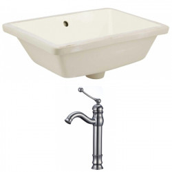 American Imaginations AI-22818 18.25-in. W Rectangle Undermount Sink Set In Biscuit - Chrome Hardware With Deck Mount CUPC Faucet