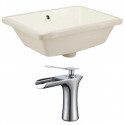 American Imaginations AI-22821 18.25-in. W Rectangle Undermount Sink Set In Biscuit - Chrome Hardware With 1 Hole CUPC Faucet