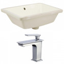 American Imaginations AI-22823 18.25-in. W Rectangle Undermount Sink Set In Biscuit - Chrome Hardware With 1 Hole CUPC Faucet