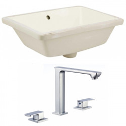 American Imaginations AI-22826 18.25-in. W Rectangle Undermount Sink Set In Biscuit - Chrome Hardware With 3H8-in. CUPC Faucet