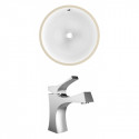 American Imaginations AI-22827 15.25-in. W Round Undermount Sink Set In White - Chrome Hardware With 1 Hole CUPC Faucet
