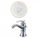 American Imaginations AI-22829 15.25-in. W Round Undermount Sink Set In White - Chrome Hardware With 1 Hole CUPC Faucet