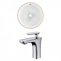 American Imaginations AI-22834 15.25-in. W Round Undermount Sink Set In White - Chrome Hardware With 1 Hole CUPC Faucet