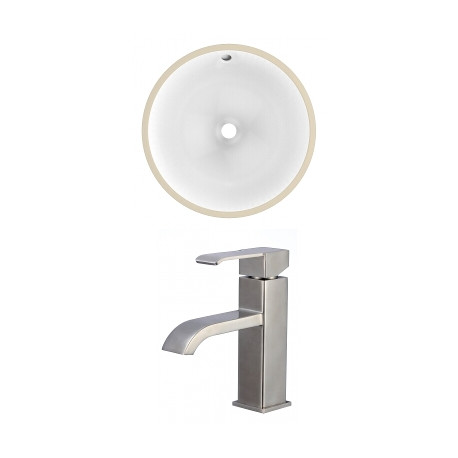 American Imaginations Ai 22837 15 25 In W Round Undermount Sink Set In White Stainless Steel Hardware With 1 Hole Cupc Faucet