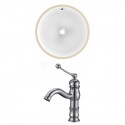 American Imaginations AI-22839 15.25-in. W Round Undermount Sink Set In White - Chrome Hardware With 1 Hole CUPC Faucet