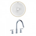 American Imaginations AI-22842 15.25-in. W Round Undermount Sink Set In White - Chrome Hardware With 3H8-in. CUPC Faucet