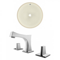 American Imaginations AI-22850 16-in. W Round Undermount Sink Set In Biscuit - Chrome Hardware With 3H8-in. CUPC Faucet