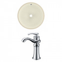American Imaginations AI-22852 16-in. W Round Undermount Sink Set In Biscuit - Chrome Hardware With Deck Mount CUPC Faucet