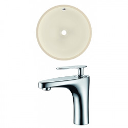 American Imaginations AI-22854 16-in. W Round Undermount Sink Set In Biscuit - Chrome Hardware With 1 Hole CUPC Faucet