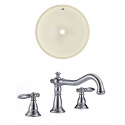 American Imaginations AI-22863 16-in. W Round Undermount Sink Set In Biscuit - Chrome Hardware With 3H8-in. CUPC Faucet