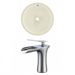 American Imaginations AI-22865 16-in. W Round Undermount Sink Set In Biscuit - Chrome Hardware With 1 Hole CUPC Faucet
