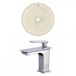 American Imaginations AI-22867 16-in. W Round Undermount Sink Set In Biscuit - Chrome Hardware With 1 Hole CUPC Faucet