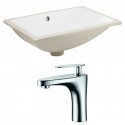 American Imaginations AI-22876 18.25-in. W CUPC Rectangle Undermount Sink Set In White - Chrome Hardware With 1 Hole CUPC Faucet