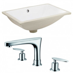 American Imaginations AI-22877 18.25-in. W CUPC Rectangle Undermount Sink Set In White - Chrome Hardware With 3H8-in. CUPC Faucet