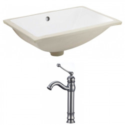 American Imaginations AI-22884 18.25-in. W CUPC Rectangle Undermount Sink Set In White - Chrome Hardware With Deck Mount CUPC Faucet