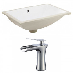 American Imaginations AI-22887 18.25-in. W CUPC Rectangle Undermount Sink Set In White - Chrome Hardware With 1 Hole CUPC Faucet