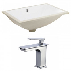 American Imaginations AI-22889 18.25-in. W CUPC Rectangle Undermount Sink Set In White - Chrome Hardware With 1 Hole CUPC Faucet