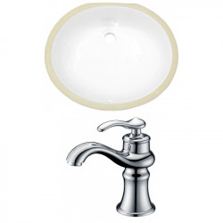 American Imaginations AI-22917 19.5-in. W CUPC Oval Undermount Sink Set In White - Chrome Hardware With 1 Hole CUPC Faucet