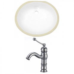 American Imaginations AI-22927 19.5-in. W CUPC Oval Undermount Sink Set In White - Chrome Hardware With 1 Hole CUPC Faucet