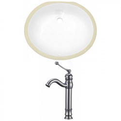 American Imaginations AI-22928 19.5-in. W CUPC Oval Undermount Sink Set In White - Chrome Hardware With Deck Mount CUPC Faucet